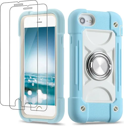 Miniatura 48 de Funda para iPhone Se3/iPhone Se2, iPhone 6/6S, iPhone 7/iPhone 8 de 4.7 pulgadas con soporte de anillo, con 2 protectores de pantalla resistentes