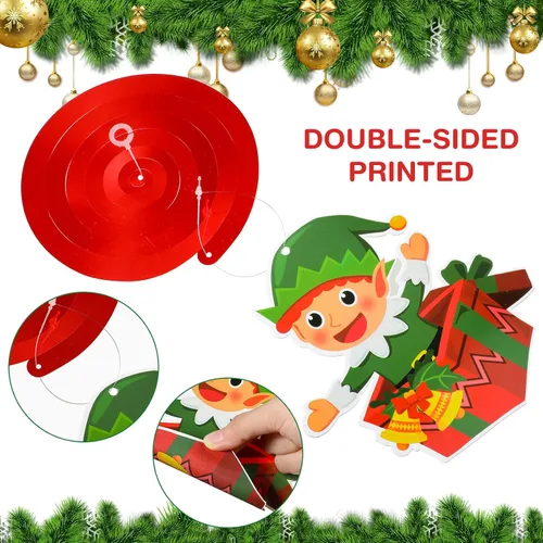 Miniatura 4 de Zomiboo 53 remolinos colgantes de Navidad, dulces de Navidad, pan de jengibre, camión, cardenales rojos, adornos de decoración de techo para árbol