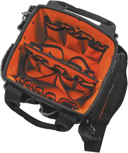 Miniatura 10 de La bolsa para herramientas Klein Tools 5541610-14 con correa para el hombro tiene 40 bolsillos para almacenamiento de herramientas e interior naranja
