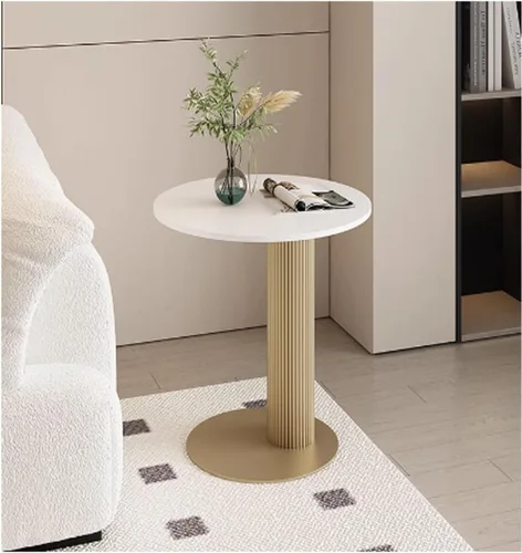 Miniatura 11 de Sude Table Mesa auxiliar auxiliar para sala de estar, mesa auxiliar con patrón de mármol, la parte superior redonda es fácil de montar, fácil
