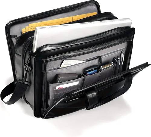 Miniatura 2 de Samsonite Maletín extensible de cuero de 17 pulgadas, Negro -, Maletín extensible de cuero