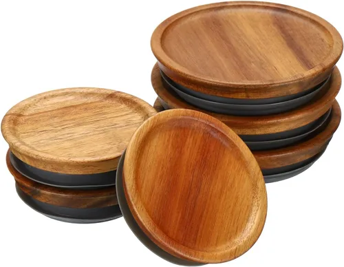 Miniatura 8 de PATIKIL Tapas para tarros de conservas de madera de boca regular, tapas de tarro de conserva, tapas de madera de bambú con bola hermética