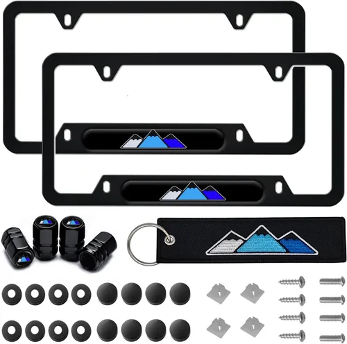 Miniatura 10 de Marco de matrícula de aluminio tricolor de 3 colores compatible con vehículo Toyota, camión, remolque, SUV. (Blanco Azul-01)