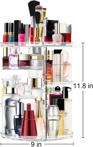 Miniatura 6 de Organizador de maquillaje giratorio de 360 grados, organizador de cosméticos ajustable para bricolaje, carrusel de maquillaje, estante giratorio