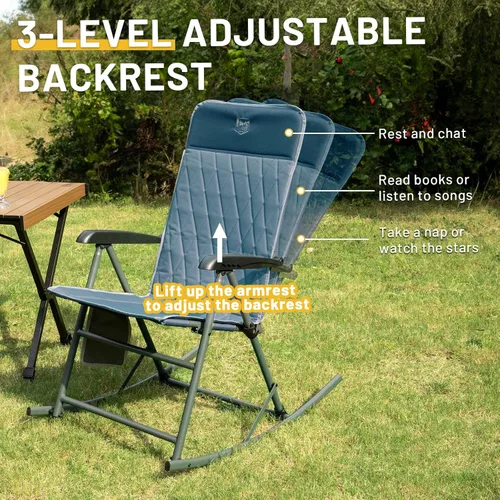 Miniatura 4 de Timber Ridge Silla mecedora ajustable de 3 niveles, respaldo alto acolchado ergonómico, soporta 300 libras, balancín estable antipunta, reposabrazos
