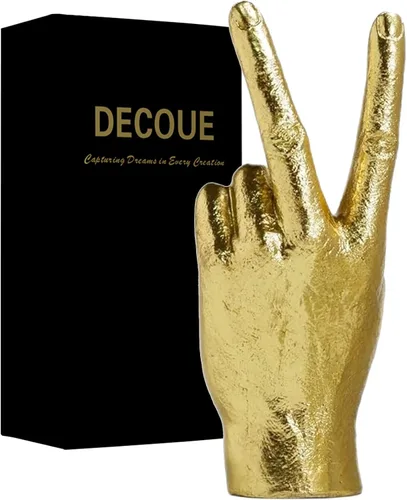 Miniatura 10 de DECOUE Estatuas y esculturas de gestos dorados, estatuas de dedo de resina para mano, decoración clásica de estante y escritorio, regalos