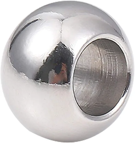 Miniatura 8 de BEADIA Cuentas espaciadoras de acero inoxidable de 0.197 x 0.157 in, redondas, sueltas, para hacer joyas, 100 unidades con agujero de 0.098 pulgadas