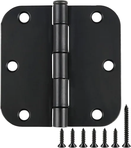 Paquete de 30 bisagras redondeadas con radio de 5/8", hierro plano plegable estándar para residencial, dormitorio o interior, herrajes esenciales