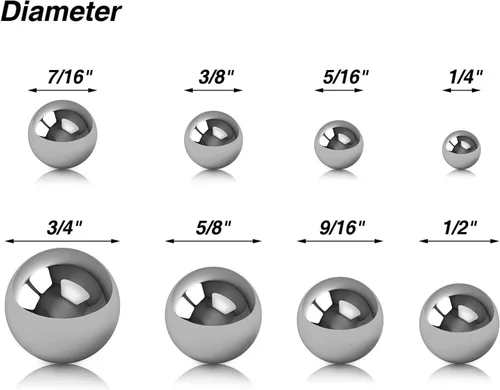 Miniatura 3 de SATINIOR Bolas para hacer anillos de moneda, bola de mancha de puño de mono, surtido de 3/4, 5/8, 9/16, 1/2, 7/16, 3/8, 5/16 y 1/4 pulgadas, bola
