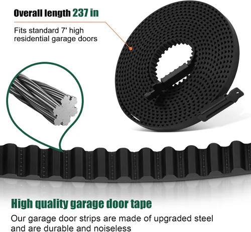 Miniatura 6 de Correa mejorada 41A5250 para abrepuertas de garaje - 237" de longitud para puertas de 7 pies de alto - Compatible con Sentex, WhisperDrive y Negro