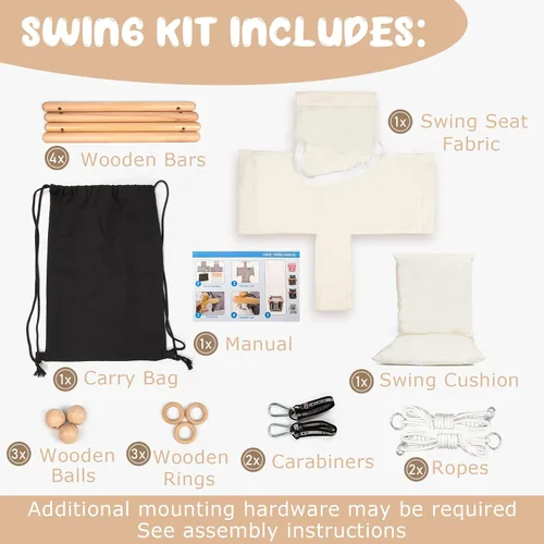 Miniatura 4 de Columpio para Bebé Interior y Exterior Asiento de Columpio para Niños Pequeños con Cinturón de Seguridad, Columpios Colgantes de Lona para Exterior