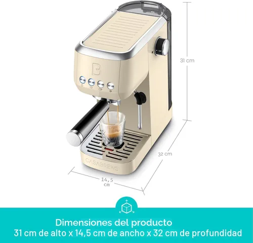 Miniatura 7 de CASABREWS 3700 Essential Máquina de café expreso de 20 bares, cafetera de acero inoxidable con espumador de leche al vapor, máquina de café expreso