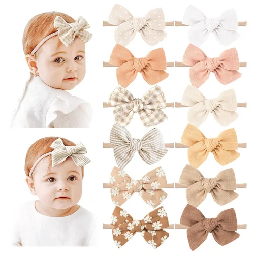 Niceye Lazos y Diademas para Bebé Niña, Cintas Elásticas de Nailon para el Cabello para Recién Nacidos, Bebés, Niños Pequeños - Accesorios para el
