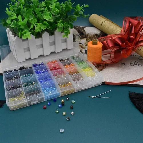 Miniatura 4 de 1200 cuentas de cristal Briolette de cristal facetadas AB de 0.236 pulgadas para hacer joyas, pulseras, collares, 24 colores con caja de contenedor