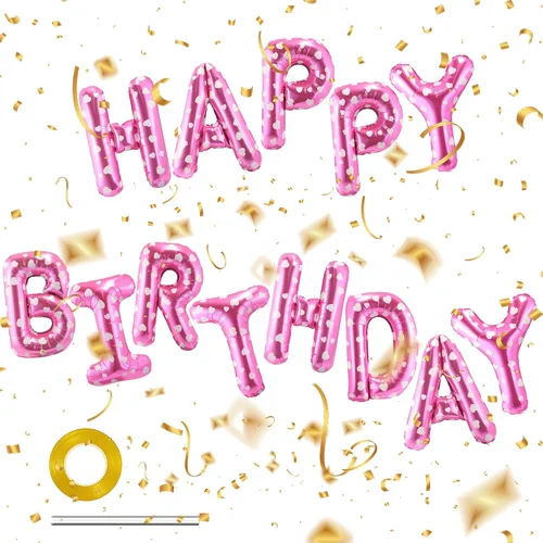 Miniatura 28 de CANREVEL Cartel de feliz cumpleaños, 13 letras de papel de aluminio de Mylar de 16 pulgadas con 12 globos de estrella, decoraciones de fiesta