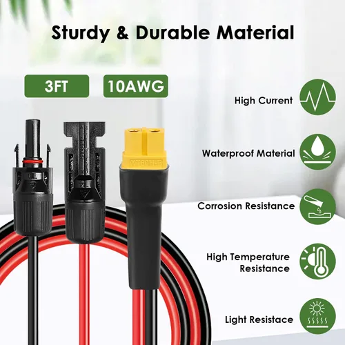 Miniatura 5 de MOOKEERF Cable de extensión solar a XT60 10AWG 3FT conector solar a XT60 Cable adaptador para panel solar a estación de energía portátil Generador