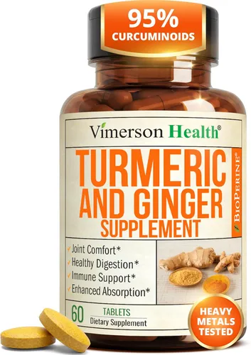 Suplemento de Cúrcuma Curcumina con Raíz de Jengibre para Apoyo Articular, Digestivo y Salud Intestinal - Contiene Cúrcuma Curcumina Orgánica con
