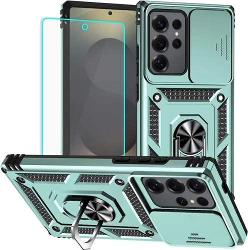 Miniatura 7 de HNHYGETE Funda para Samsung A13 5G, Galaxy A13 5G con protector de pantalla, soporte giratorio de grado militar de 360° (resistente), fundas Negro