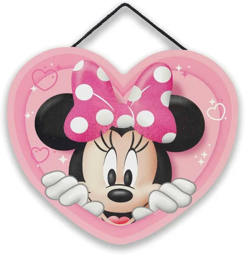 Miniatura 14 de Open Road Brands Disney Mickey Mouse y Minnie Mouse - Letrero de pared en forma de corazón Negro/blanco