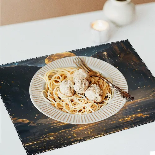 Miniatura 6 de Moon Waterfall Placemats Set of 6 Resistant Table Mats Washable Place Mats for Dinner Party Table Decoration