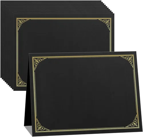 SUNEE 10 paquetes de soportes para certificados negros, 250gsm, para certificados de premio de 8.5x11, cubiertas de certificados con borde de lámina
