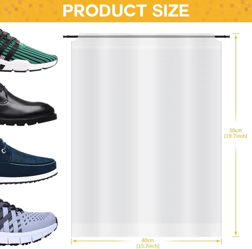 Miniatura 2 de Riuog Bolsas de zapatos transparentes con cuerda, bolsa de almacenamiento transparente portátil, para organizar zapatos grandes y transparentes