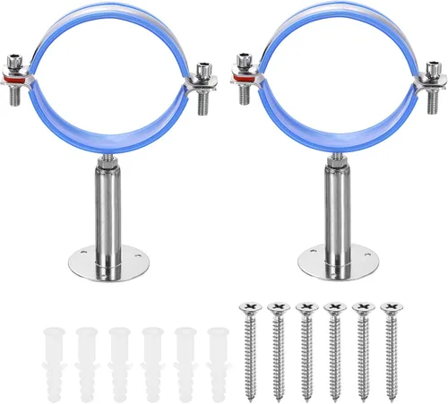 HARFINGTON Juego de 2 soportes de montaje en pared para montaje en techo de acero inoxidable 304, abrazadera de soporte de tubo ajustable con