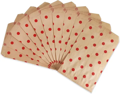 Miniatura 2 de CuteBox Bolsas de regalo de papel plano con lunares rojos (4 x 6 pulgadas) para mercancía, manualidades, recuerdos de fiesta, venta al por menor