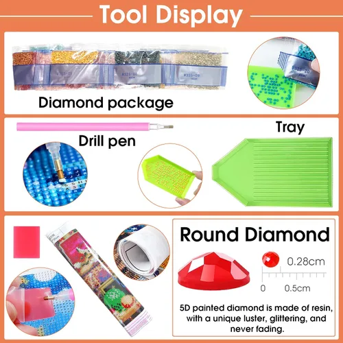 Miniatura 5 de Wergund - Kits de pintura de diamantes para atrapasueños de lobo, kits de pintura de diamantes para adultos y niños, bordado de diamantes
