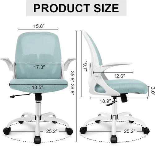 Miniatura 3 de Primy Silla de Oficina Ergonómica de Escritorio con Soporte Lumbar y Altura Ajustables, Silla Giratoria Transpirable de Malla