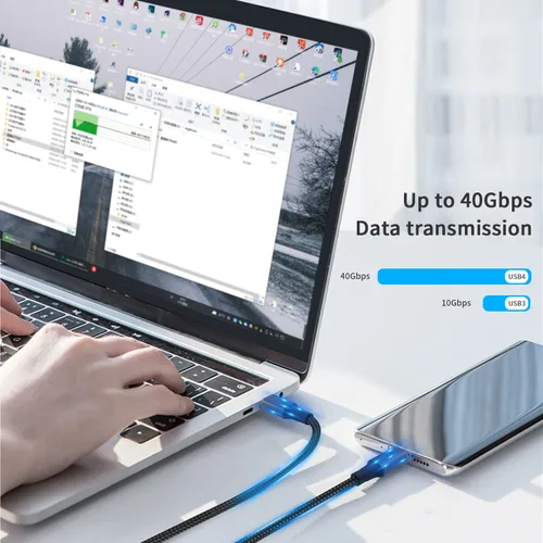Miniatura 3 de Duttek Cable corto USB C a USB C de 40 Gbps, 1.6 pies/19.7 in, soporta 100 W PD, video de 8K a 60 Hz, trenzado de nailon, para iPhone 15, portátil