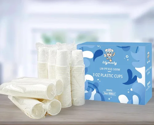 Miniatura 7 de Lilymicky Paquete de 500 vasos de plástico desechables de 3 onzas, vasos de baño de plástico de 3 onzas, pequeños chupitos de fiesta de gelatina