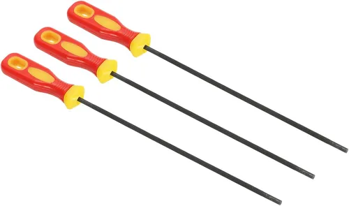 PATIKIL Lima afiladora de cadena de motosierra, paquete de 3 afiladores de sierra de cadena redonda de 5/32 pulgadas (0.157 in) con mango de