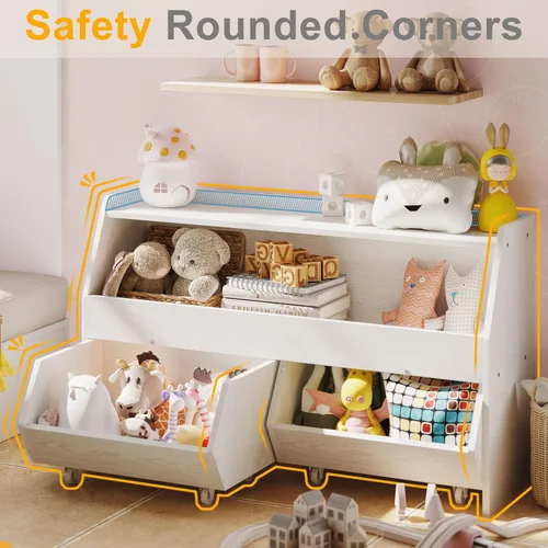 Miniatura 4 de Fulhope Organizador de almacenamiento de juguetes para niños, gabinete de almacenamiento de juguetes con cajones, estante de juguetes para niños