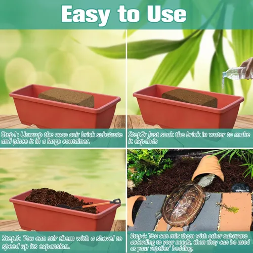 Miniatura 4 de Halatool Paquete de 4 sustratos de fibra de coco comprimidos para reptiles, 100% orgánico de alta calidad, sustrato de cáscara de coco de alta