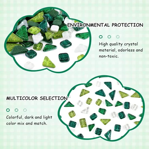 Miniatura 3 de Swpeet Kit surtido de azulejos de mosaico de la serie Shine Crystal de colores mezclados, azulejos cuadrados y triangulares de cristal con Azulejos