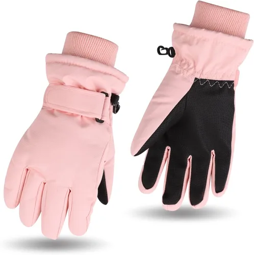 Guantes de esquí de invierno para niños y niñas, guantes de nieve impermeables para clima frío, guantes de esquí y snowboard con forro polar