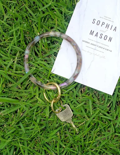 Miniatura 4 de Heesch Brazalete llavero pulsera llavero pulsera para mujer, llavero círculo de acetato para muñeca