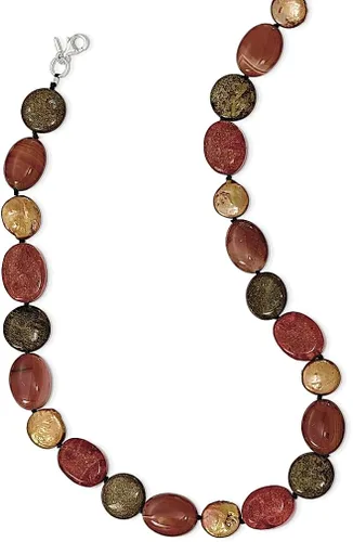 Miniatura 2 de Collar de plata de ley 925 con diseño de ojo de tigrecornalina coral reconsaintperlas cultivadas en agua dulce dije de piedra natural concha madera