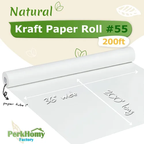 Miniatura 2 de PerkHomy - Rollo de papel kraft blanco de 36" x 2,400" (200') para manualidades, papel de tablón de anuncios, arte, cobertura de mesa, manualidades