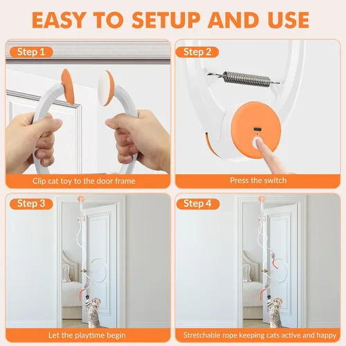 Miniatura 4 de Wortade Juguetes Interactivos para Gatos de Interior, Juguete de Varita con Plumas de Pájaro Volador Eléctrico Automático, Mejor Juguete de Naranja