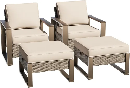 Miniatura 20 de Sofá de Mimbre Metálico para Patio de 75", Sofá Sillón de Ratán para Exteriores de 3 Asientos para Todo Tipo de Clima con Cojines Premium