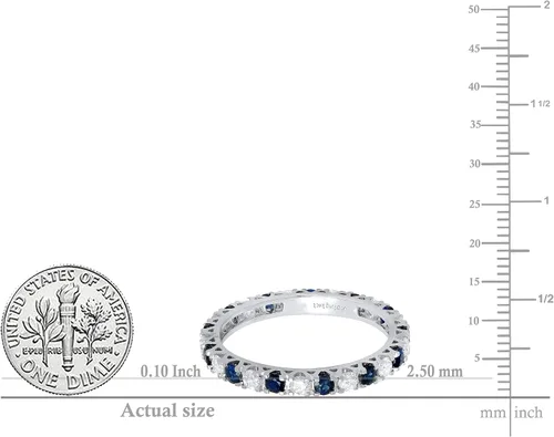 Miniatura 5 de Dazzlingrock Collection 2.3mm Each Alternate Round Blue Sapphire & White Diamond Eternity Wedding Anniversary Ring Band for Her in Gold