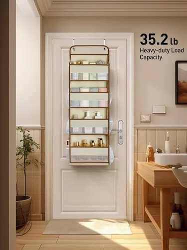 Miniatura 8 de Yecaye Organizador colgante sobre la puerta, 1 paquete, 35.2 libras de carga de juguetes de peluche, organizadores de baño a prueba de columpios