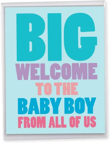 Miniatura 9 de NobleWorks, Divertida tarjeta de felicitación para bebé, tarjeta de embarazo con sobre, de todos nosotros (8.5 x 11 pulgadas), Big New Baby Congrats