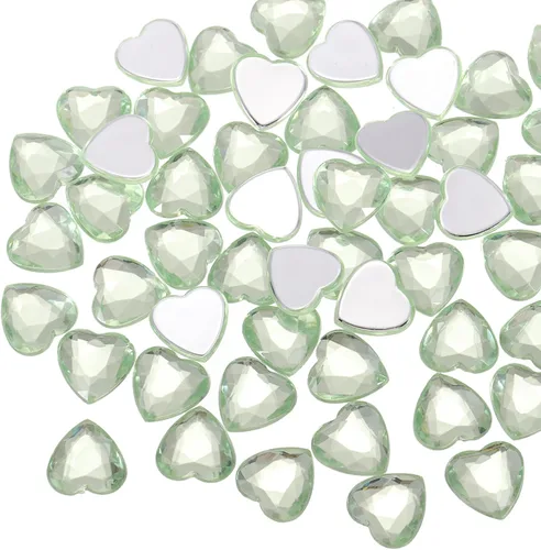 Miniatura 27 de MECCANIXITY 40 piezas de cuentas de acrílico con forma de corazón, 12 mm, con parte trasera plana, gemas de plástico para joyería, pegatinas