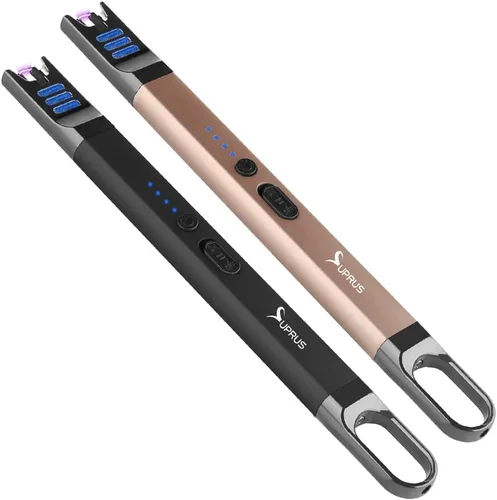 SUPRUS Encendedor de velas eléctrico de arco, resistente al viento, sin llama, recargable por USB, con luz LED, para velas, camping, barbacoa,