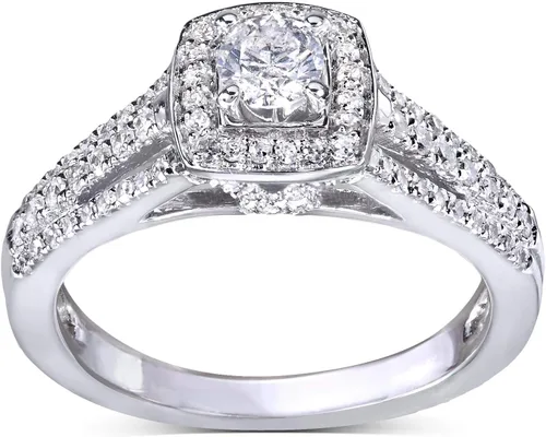Miniatura 3 de Kobelli Anillo de compromiso de diamantes de 12 quilate TDW multifila halo de 14 k oro blanco