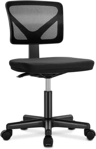 Miniatura 10 de DUMOS Sillas de oficina pequeñas con ruedas, ergonómicas ajustables para escritorio doméstico, silla giratoria rodante de trabajo sin brazos, Gris