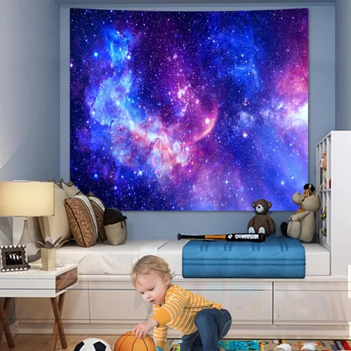 Miniatura 3 de Tapiz de galaxia con luz negra para dormitorio, espacio estético, cielo estrellado, estrellas, universo, telón de fondo, póster de luz negra